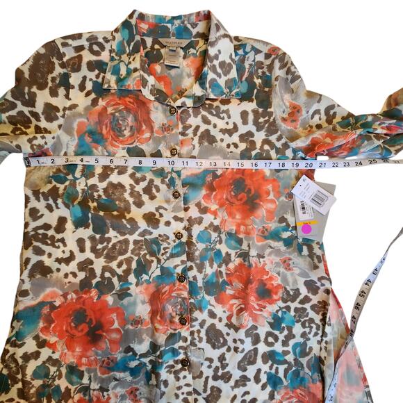 NWT Multiples The Mimi Tunic Blouse Roll-tab Sleeves Tunic Side Slits sz small - Picture 10 of 14